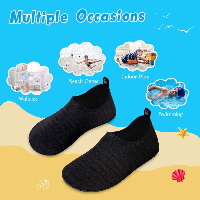 WateLves Kids Water Shoes Toddler Girls Boys Barefoot Non-Slip Quick Dry Aqua Socks for Beach Swim Walking (Striped Black, 30/31) - Image 5